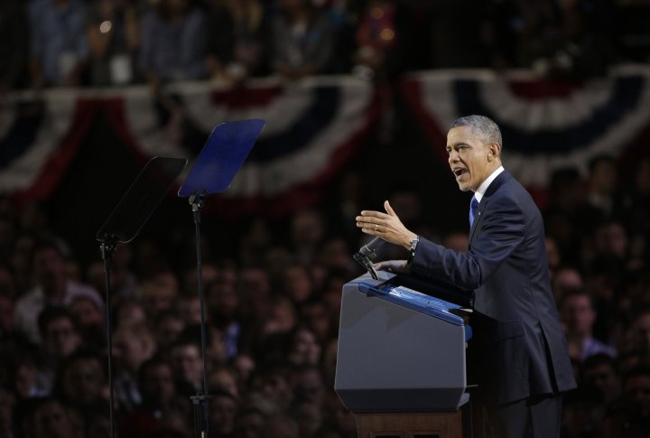 Президент США Барак Обама благодарит своих сторонников. Фото ©REUTERS