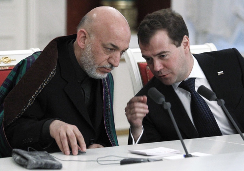 Президент Афганистана Хамид Карзай и Президент России Дмитрий Медведев. ©РИА НОВОСТИ