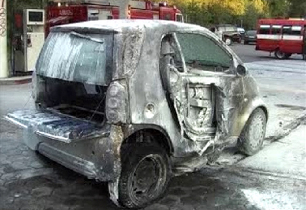 Сгоревший автомобиль. ©tengrinews.kz