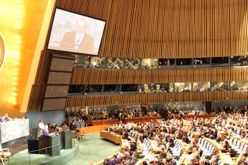Выступление Нурсултана Назарбаева на 66-й сессии Генассамблеи ООН. ©Максим Попов