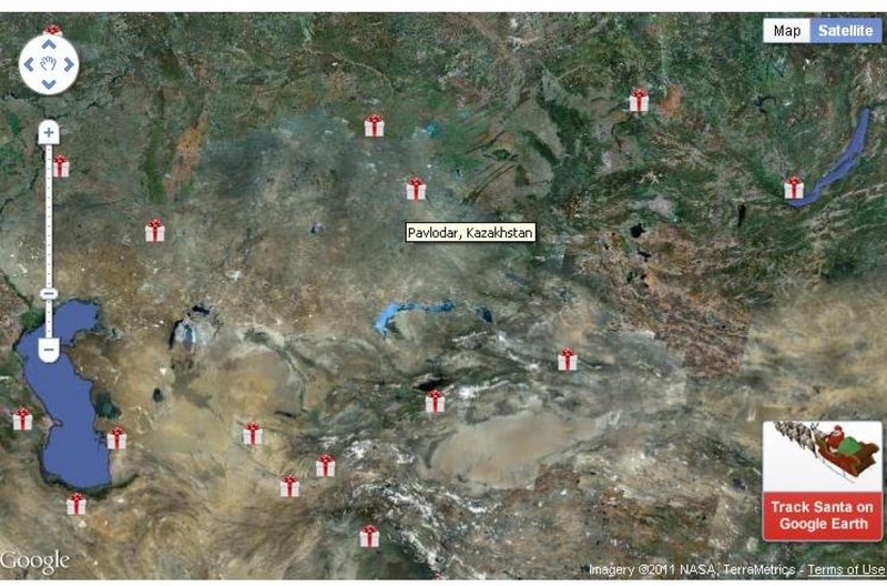 Карта перемещений Санта-Клауса. Скриншот с сайта noradsanta.org