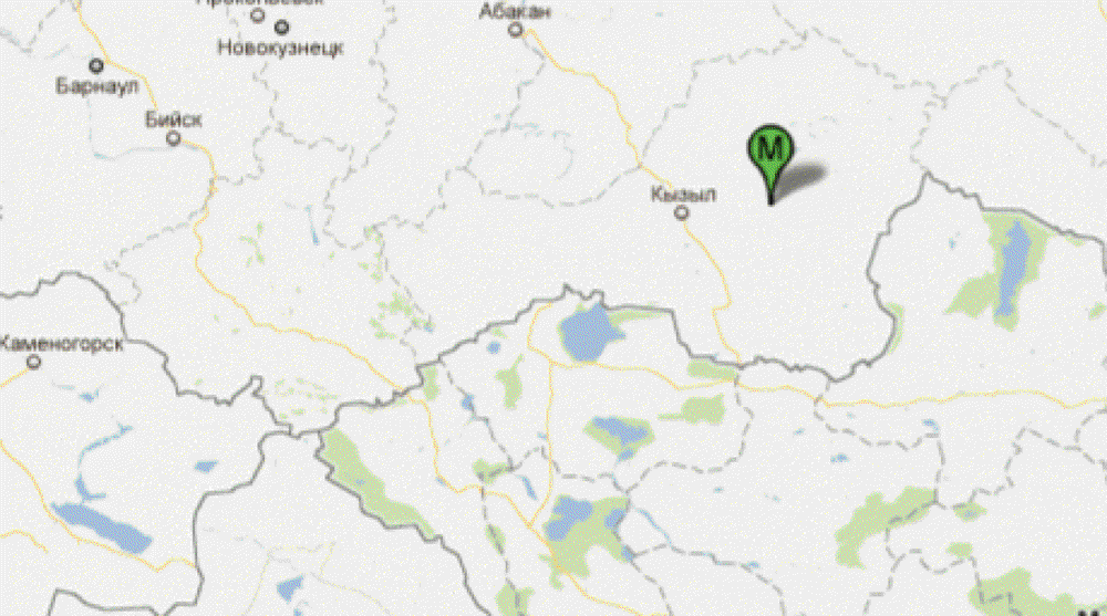 Карта с указанием эпицентра землетрясения с сайта maps.google.com