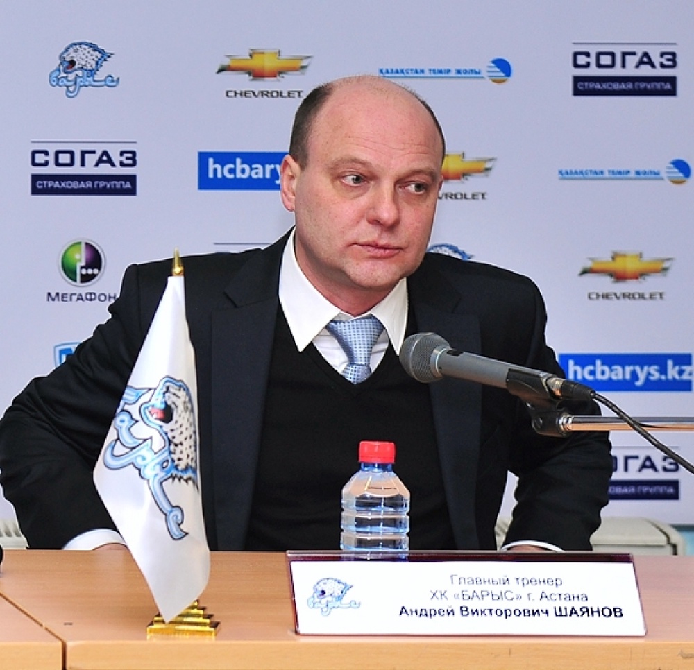 Главный тренер "Барыса" Андрей Шаянов. Фото с сайта hcbarys.kz