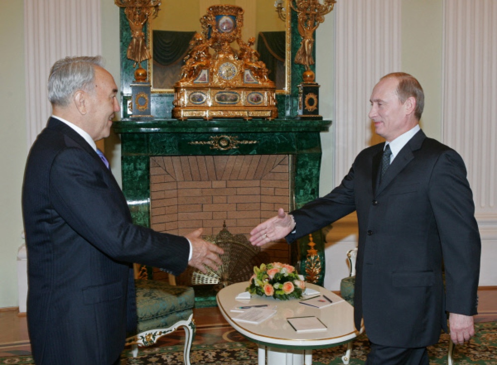 Президенты Казахстана и России Нурсултан Назарбаев и Владимир Путин. Фото ©РИА НОВОСТИ