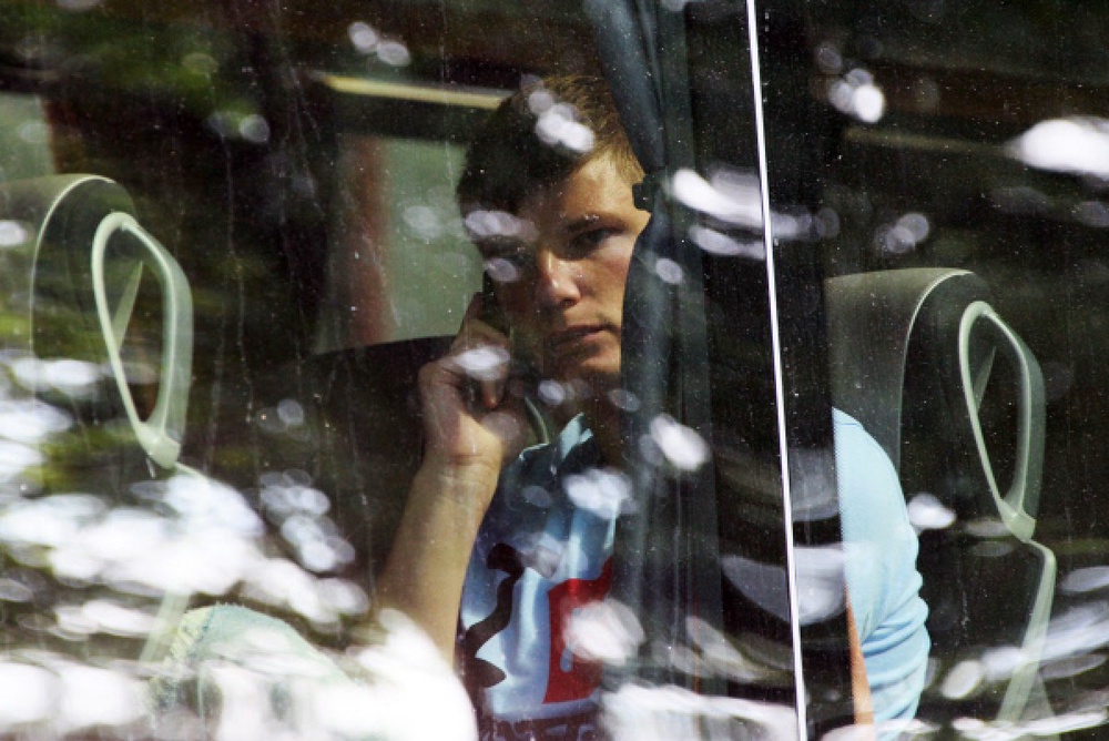 Андрей Аршавин в автобусе сборной России. ©РИА Новости/Антон Денисов