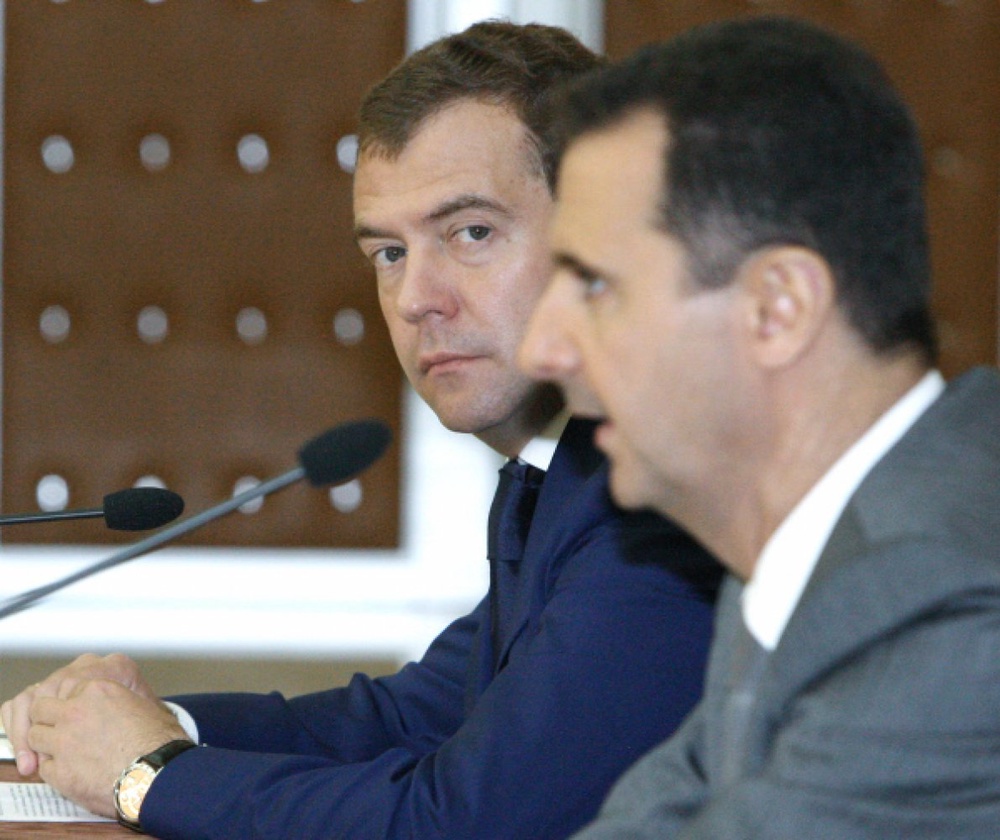 Премьер-министр РФ Дмитрий Медведев и президент Сирии Башар Асад (слева направо). Фото ©РИА Новости