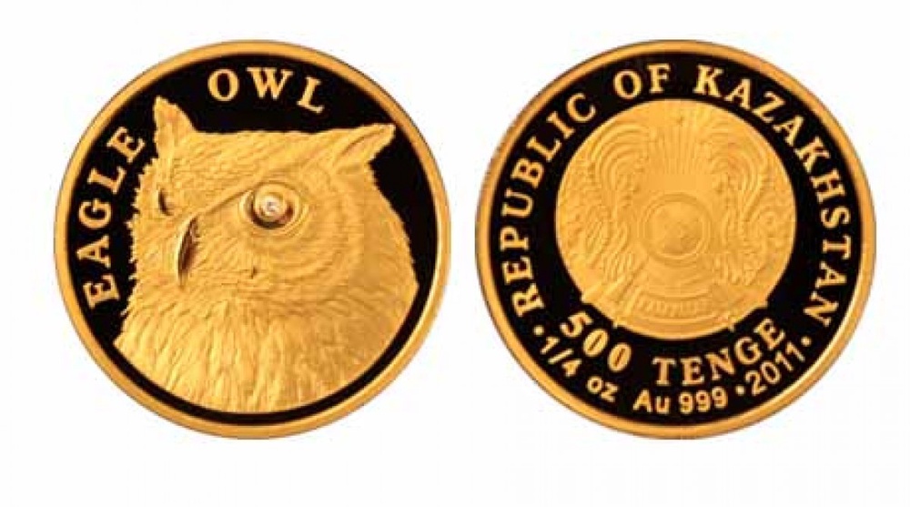 Памятная золотая монета "Филин"