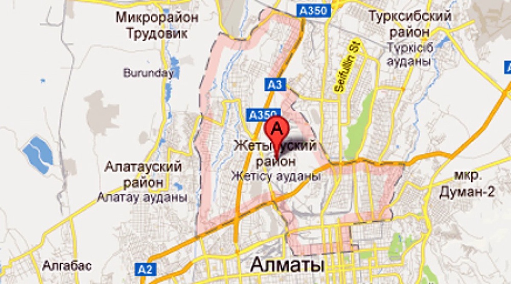 Жетысуский район Алматы на карте