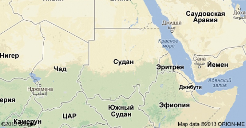 Судан на карте мира