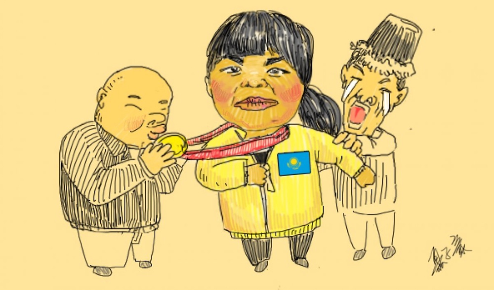 Одна из карикатур, опубликованных в китайских СМИ