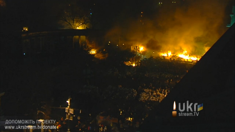 Кадр видеотрансляции с Майдана Независимости в Киеве