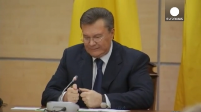 Виктор Янукович на пресс-конференции в Ростове. Кадр Euronews