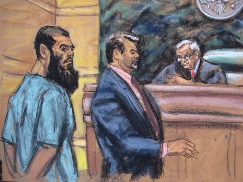 Зарисовка из зала суда над предполагаемым членом "Аль-Каиды". Фото ©REUTERS