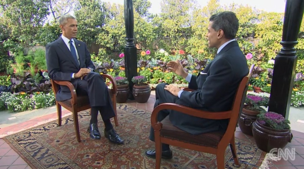 Барак Обама беседует с Фаридом Закария. Кадр CNN