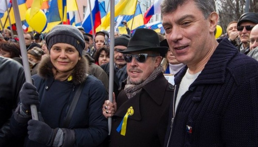 Андрей Макаревич на антивоенном митинге в Москве (март 2014 года). © РИА Новости.