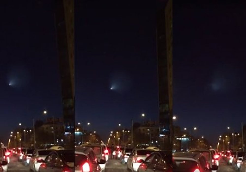 Жители Астаны заметили в небе странный объект. Стоп кадры с видео очевидцев. 