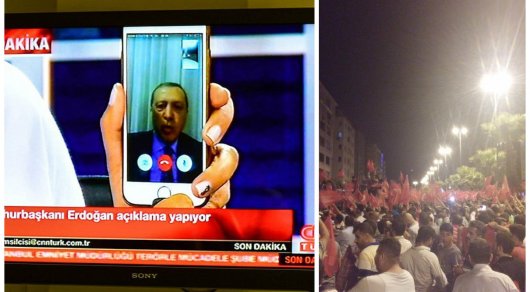 Эрдоган обратился к нации по Skype, люди вышли на улицу