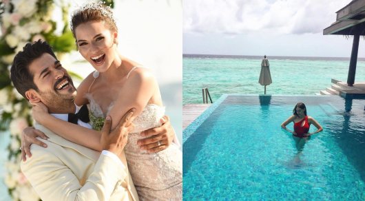 Самая красивая пара турецкого кино проводит медовый месяц на Мальдивах