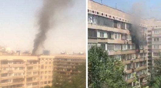 В Алматы горит квартира в доме, рядом с которым несколько лет назад взорвался бензовоз