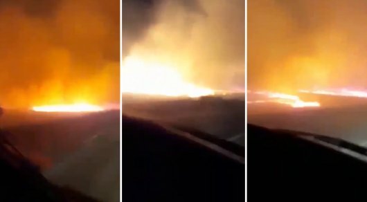 Сквозь степной пожар пробивались водители в Актюбинской области