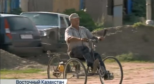 Необычный трехколесный велосипед изобрел пенсионер из ВКО