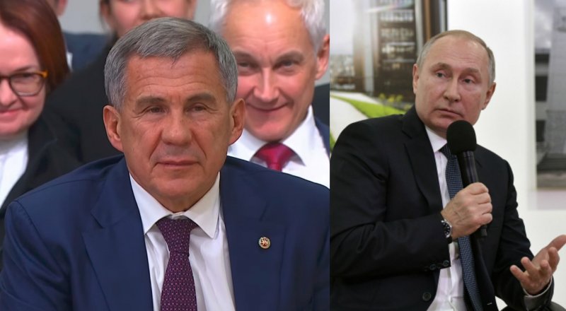 Путин и Минниханов на встрече в Казани. © RT