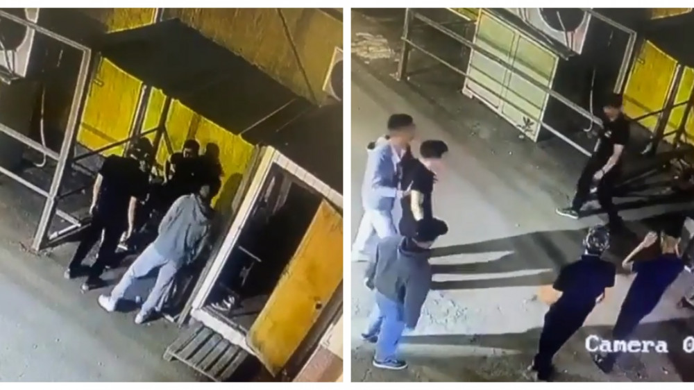 Избиение парня попало на камеру наблюдения в Алматы