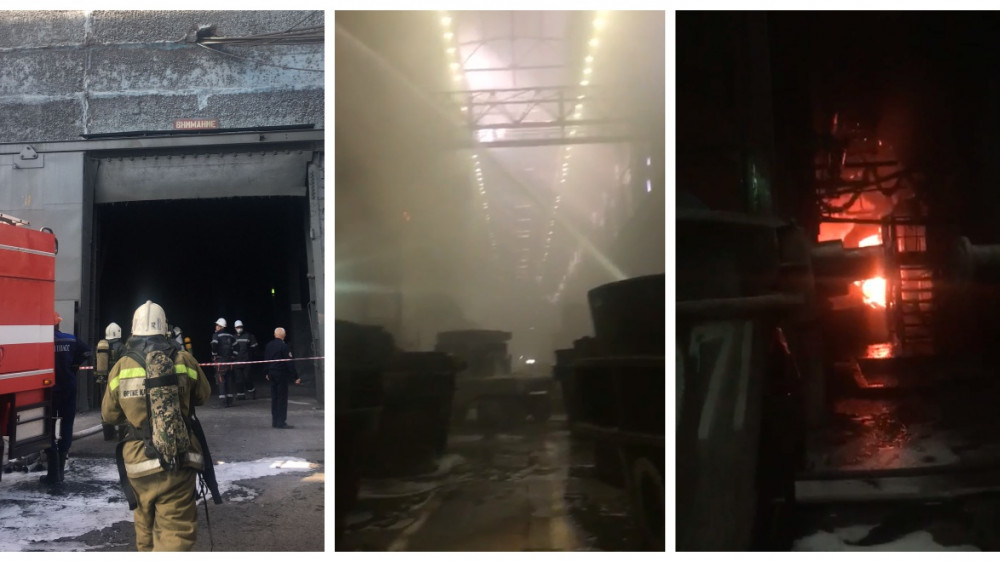 Крупный пожар на Аксуском заводе: обрушилось потолочное перекрытие, пострадал пожарный