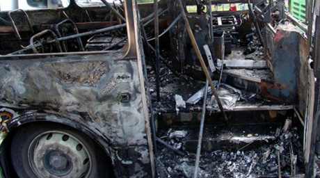 В Караганде сгорел пассажирский автобус