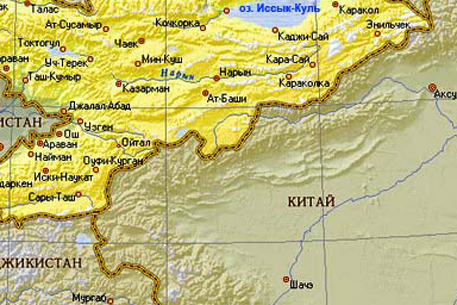 Карта казахстана и киргизии с городами