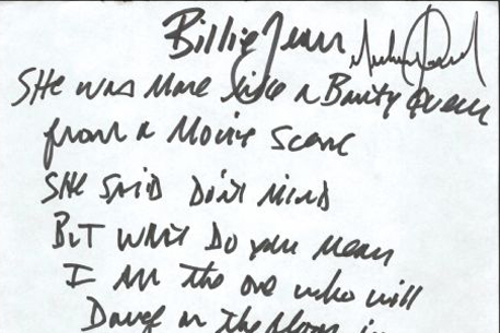 Авторский текст песни Джексона Billie Jean выставлен на аукцион