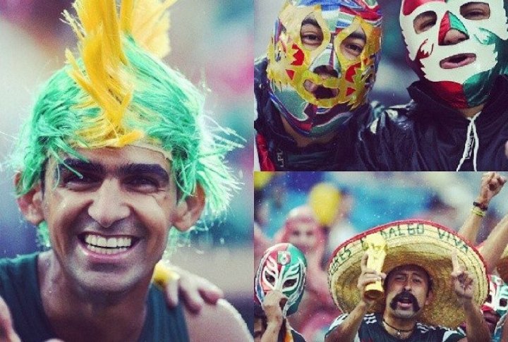 Каждый из болельщиков пытался привлечь внимание и удивить всех своим костюмом и раскраской. Фото instagram.com/brazil.world.cup2014©