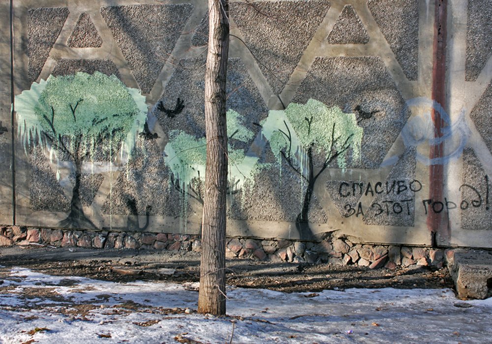 Автор этого рисунка органично вписал его в городской пейзаж. Фото © Николай Колесников