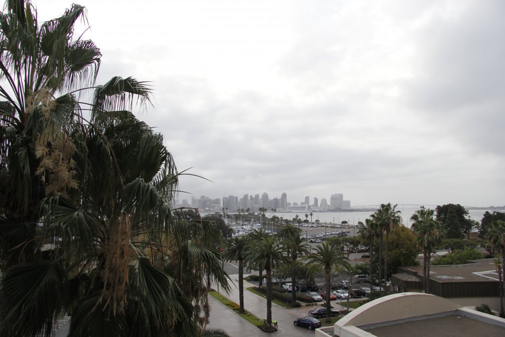 Вид из отеля в Сан-Диего шикарный. Гостиница расположена на берегу залива с гаванью. ©Дмитрий Хегай