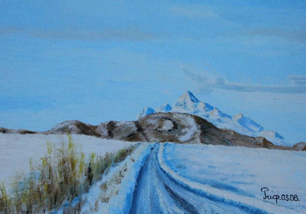 "Зимний простор". По дороге в Аягуз есть момент, когда степь раскрывается! Безграничный простор и свобода окружают! Ослепительно белое покрывало зимы пересекает голубая лента дороги!