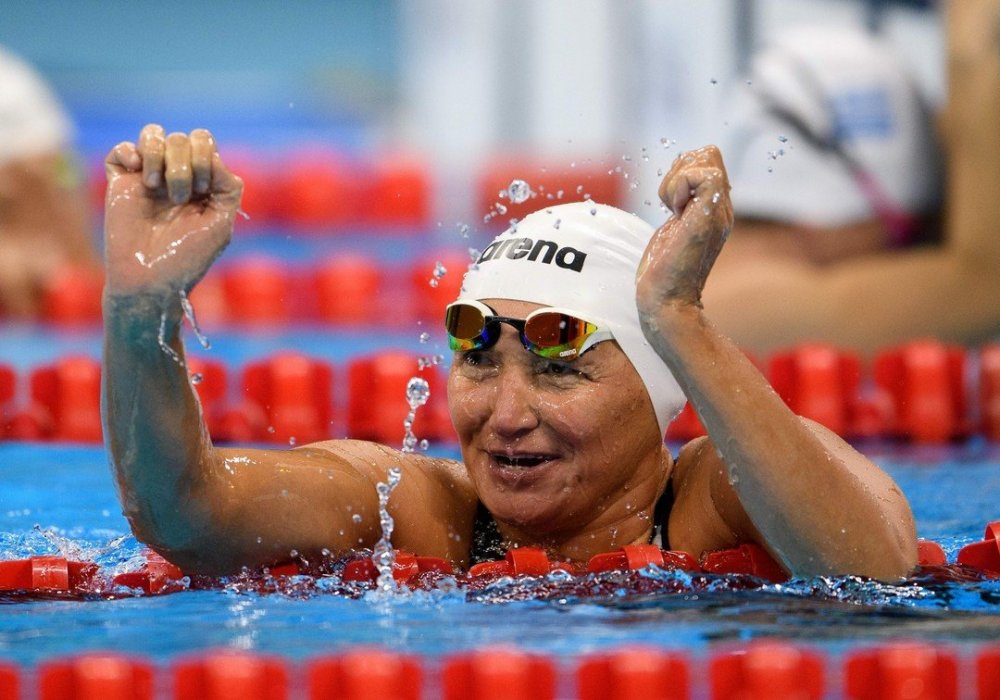 Обладательница золотой медали в плавании на Олимпийских играх в Рио-2016 казахстанка Зульфия Габидуллина. Фото с sportv.globo.com