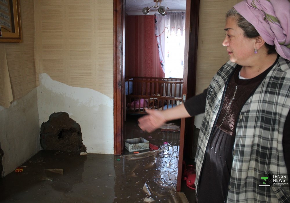 Почти все пострадавшие дома - с саманными стенами. После подтопления мокрую глину можно проковырять пальцем.