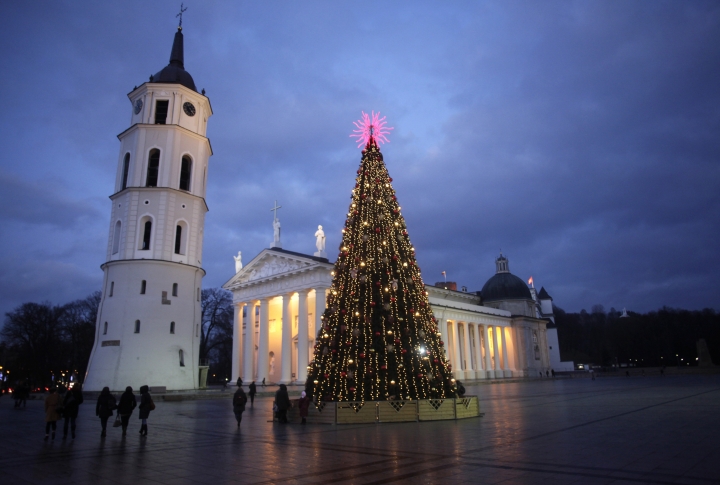 Новогодняя ель на Кафедральной площади в Вильнюсе. Фото ©REUTERS\Ints Kalnins