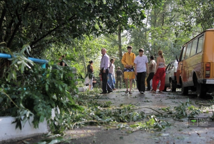 Последствия урагана можно было наблюдать почти в каждом районе Астаны. Фото ©Даниал Окасов