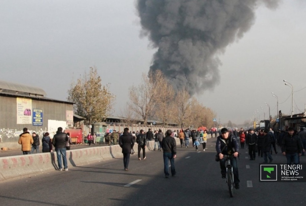 Fire at flea market in Almaty