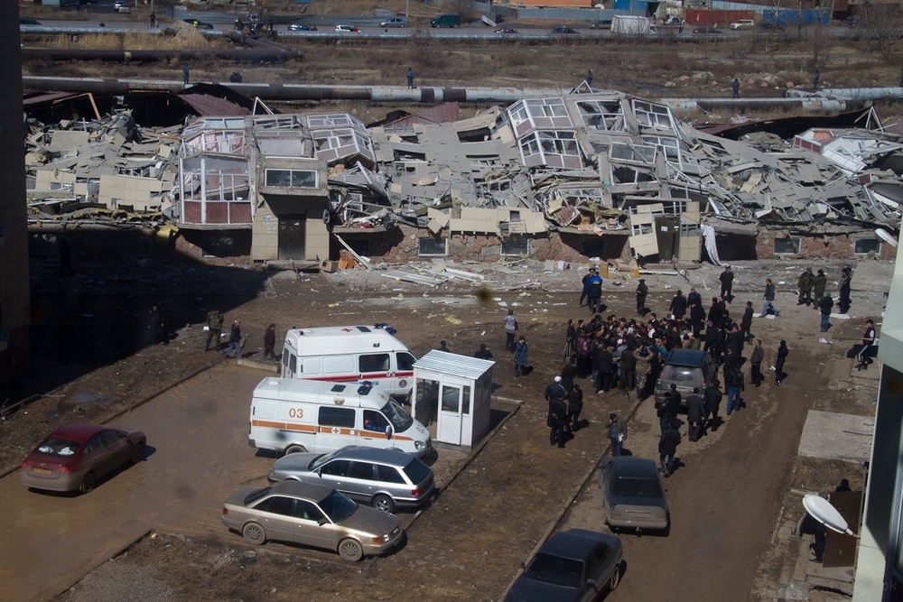 Residential building collapsed in Karaganda