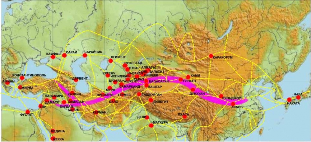 Карта Великого Шелкового пути. Фото с сайта history.kz