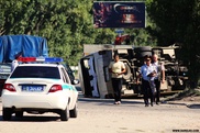ФОТО: На трассе Алматы - Капшагай перевернулся автобус