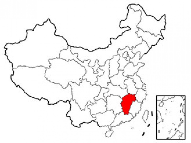Провинция Цзянси на карте Китая. Фот с сайта chinashao.com
