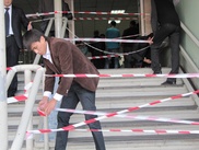 Судисполнители Павлодара "опечатали" вход в магазин цепями и лентами
