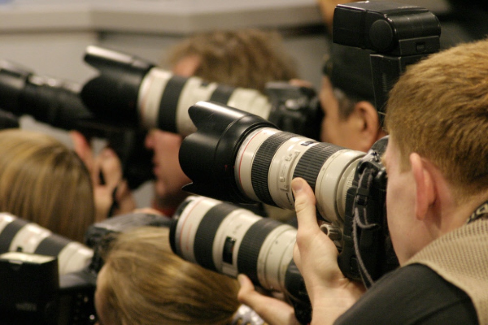Фотокорреспонденты на пресс-конференции. ©РИА Новости, Алексей Панов