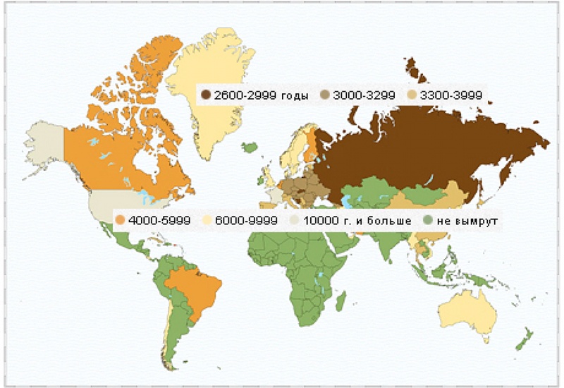 Карта вымирания человечества. Иллюстрация с сайта esquire.ru