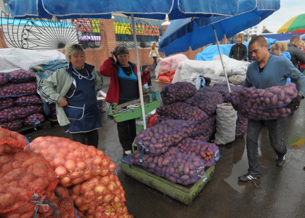 Торговля на сезонном рынке по продаже сельскохозяйственных продуктов. Фото ©РИА НОВОСТИ