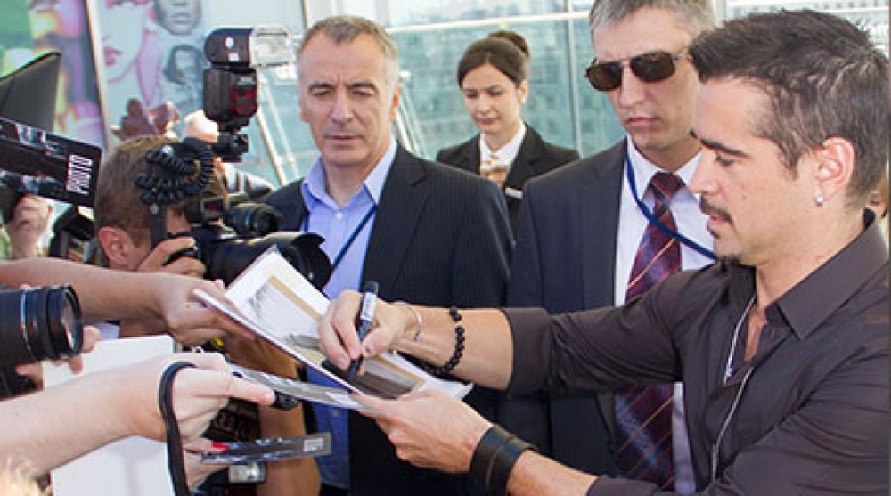 Колин Фаррелл на встрече с журналистами. Фото Tengrinews