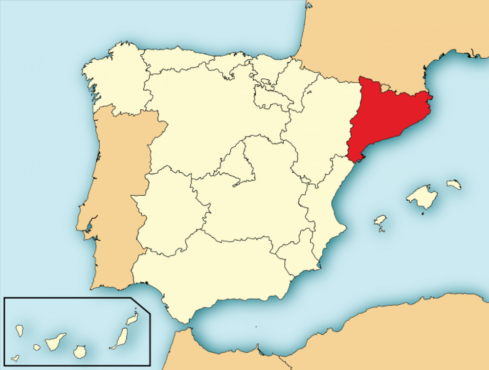 Каталония на карте Испании. Фото с сайта wikipedia.org